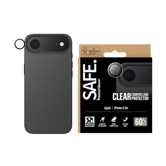 Safe by PanzerGlass iPhone 17 Air Camera Lens Protector Hoops, Rings w/ High Clarity, Anti-Scratch Anti-Fingerprint, No Image Distortion, Easy Install, Transparent