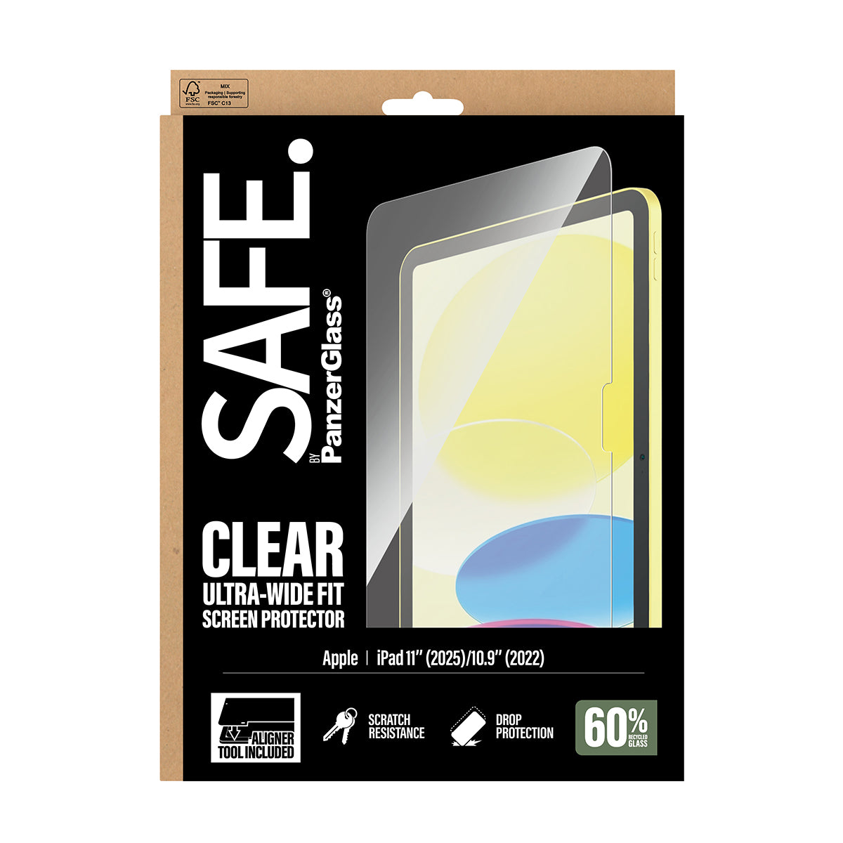 Safe by PanzerGlass Clear Screen Protector for iPad Pro 11" M4| Full Screen Tempered Glass, Drop Scratch Protection, Anti-Fingerprint, No Bubbles w/ Easy Install Tool - Clear