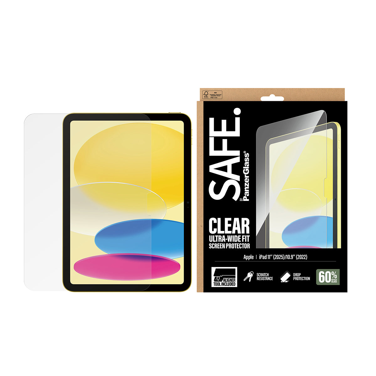 Safe by PanzerGlass Clear Screen Protector for iPad Pro 11" M4| Full Screen Tempered Glass, Drop Scratch Protection, Anti-Fingerprint, No Bubbles w/ Easy Install Tool - Clear
