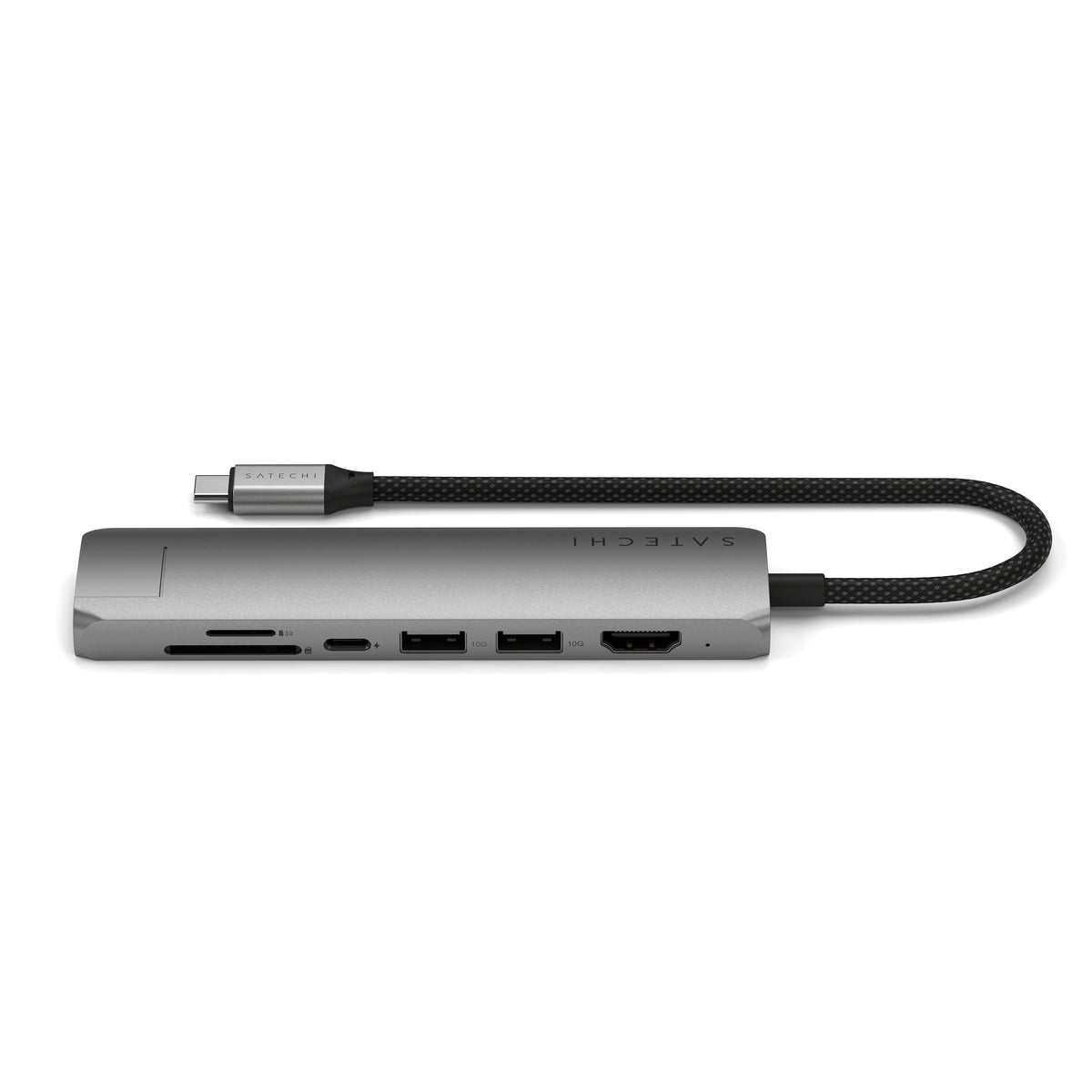 Satechi - Adapter - Multiport - Usb-C Slim With Ethernet Adapter 7-In-1 - Space Gray