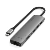 Satechi - Adapter - Multiport - Usb-C Slim With Ethernet Adapter 7-In-1 - Space Gray