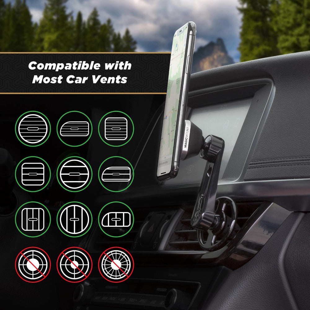 SCOSCHE Black Magnetic Car Mount Free Flow Vent with Adjustable Arm