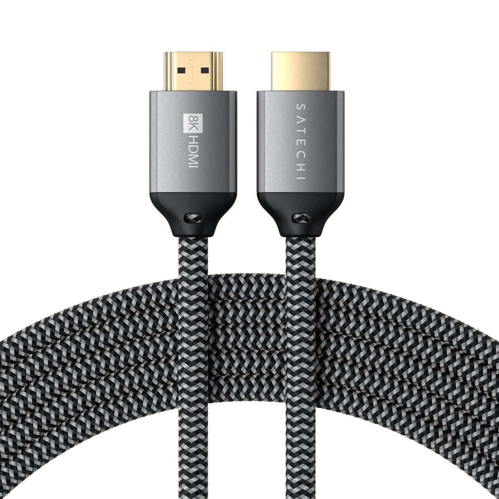 [OPEN BOX] SATECHI 8K Ultra High Speed HDMI Cable 2M - Braided Nylon, 24K Gold Plated Connector - Black