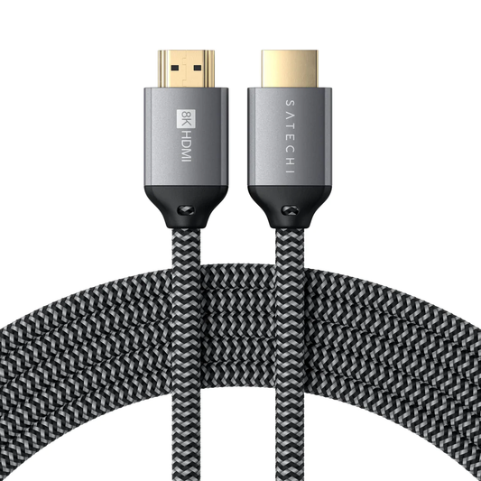 [OPEN BOX] SATECHI 8K Ultra High Speed HDMI Cable 2M - Braided Nylon, 24K Gold Plated Connector - Black