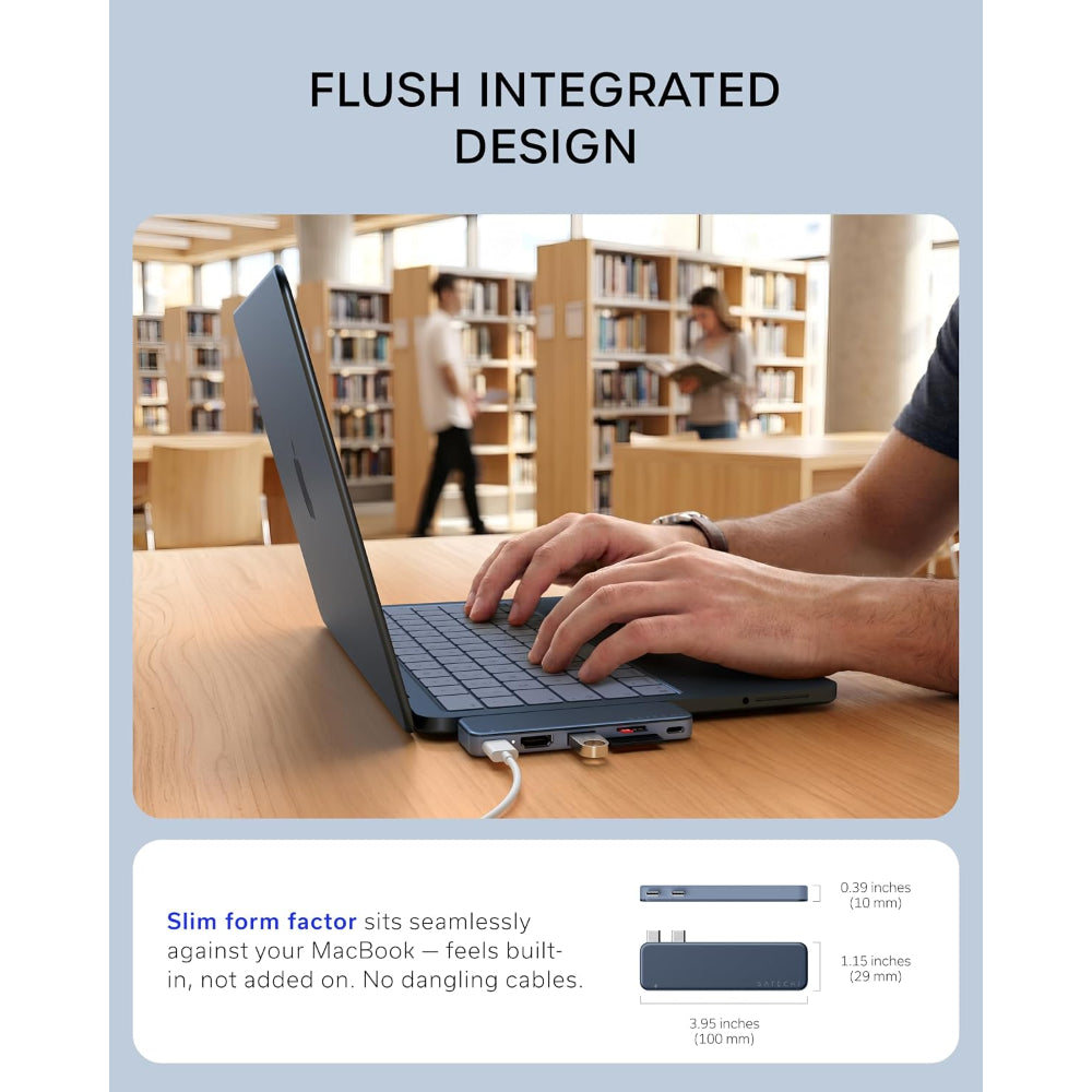 Satechi USB-C Snap Hub, 6-in-1 USB-C Hub for MacBook Neo, MacBook Air & Pro, 4K HDMI, 45W PD Charging, USB-A & USB-C 5Gbps, SD & MicroSD Card Readers, Aluminum, Compact Design, Indigo