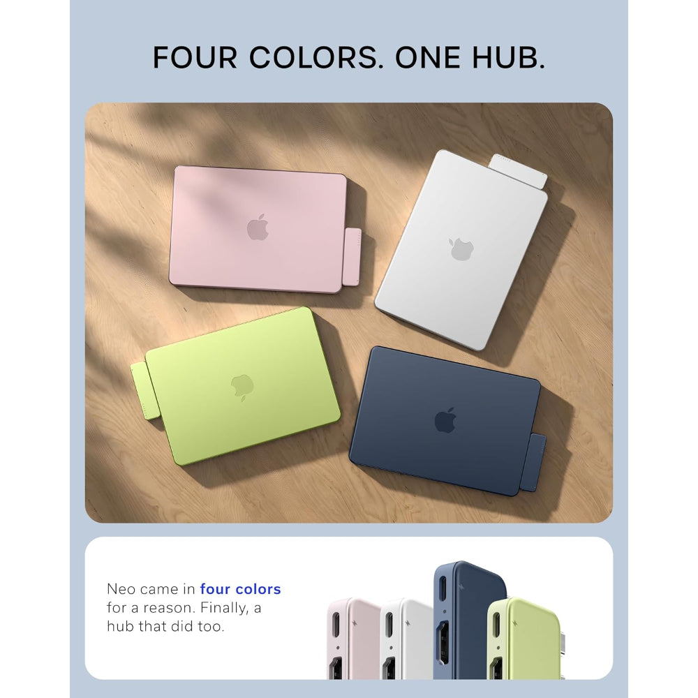 Satechi USB-C Snap Hub, 6-in-1 USB-C Hub for MacBook Neo, MacBook Air & Pro, 4K HDMI, 45W PD Charging, USB-A & USB-C 5Gbps, SD & MicroSD Card Readers, Aluminum, Compact Design, Indigo