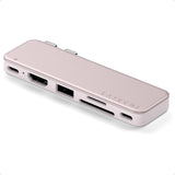 Satechi USB-C Snap Hub, 6-in-1 USB-C Hub for MacBook Neo, MacBook Air & Pro, 4K HDMI, 45W PD Charging, USB-A & USB-C 5Gbps, SD & MicroSD Card Readers, Aluminum, Compact Design, Blush