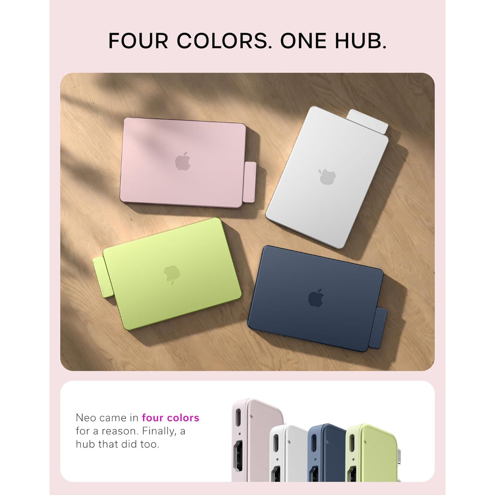Satechi USB-C Snap Hub, 6-in-1 USB-C Hub for MacBook Neo, MacBook Air & Pro, 4K HDMI, 45W PD Charging, USB-A & USB-C 5Gbps, SD & MicroSD Card Readers, Aluminum, Compact Design, Blush