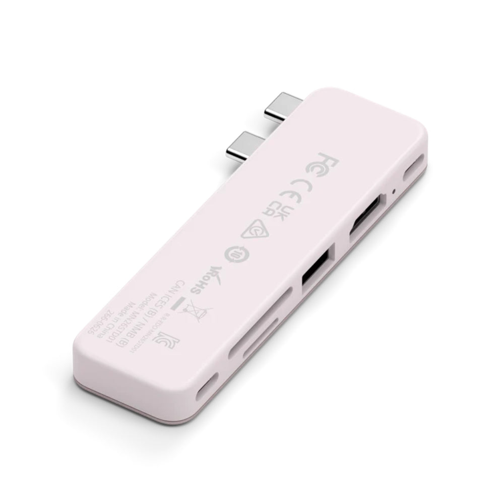 Satechi USB-C Snap Hub, 6-in-1 USB-C Hub for MacBook Neo, MacBook Air & Pro, 4K HDMI, 45W PD Charging, USB-A & USB-C 5Gbps, SD & MicroSD Card Readers, Aluminum, Compact Design, Blush