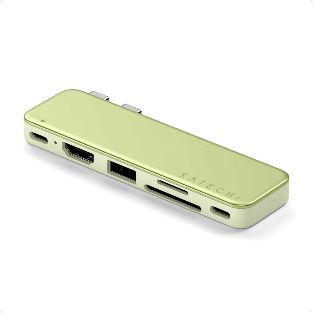 Satechi USB-C Snap Hub, 6-in-1 USB-C Hub for MacBook Neo, MacBook Air & Pro, 4K HDMI, 45W PD Charging, USB-A & USB-C 5Gbps, SD & MicroSD Card Readers, Aluminum, Compact Design, Citrus