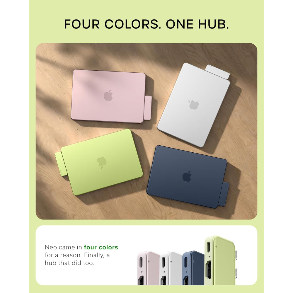 Satechi USB-C Snap Hub, 6-in-1 USB-C Hub for MacBook Neo, MacBook Air & Pro, 4K HDMI, 45W PD Charging, USB-A & USB-C 5Gbps, SD & MicroSD Card Readers, Aluminum, Compact Design, Citrus