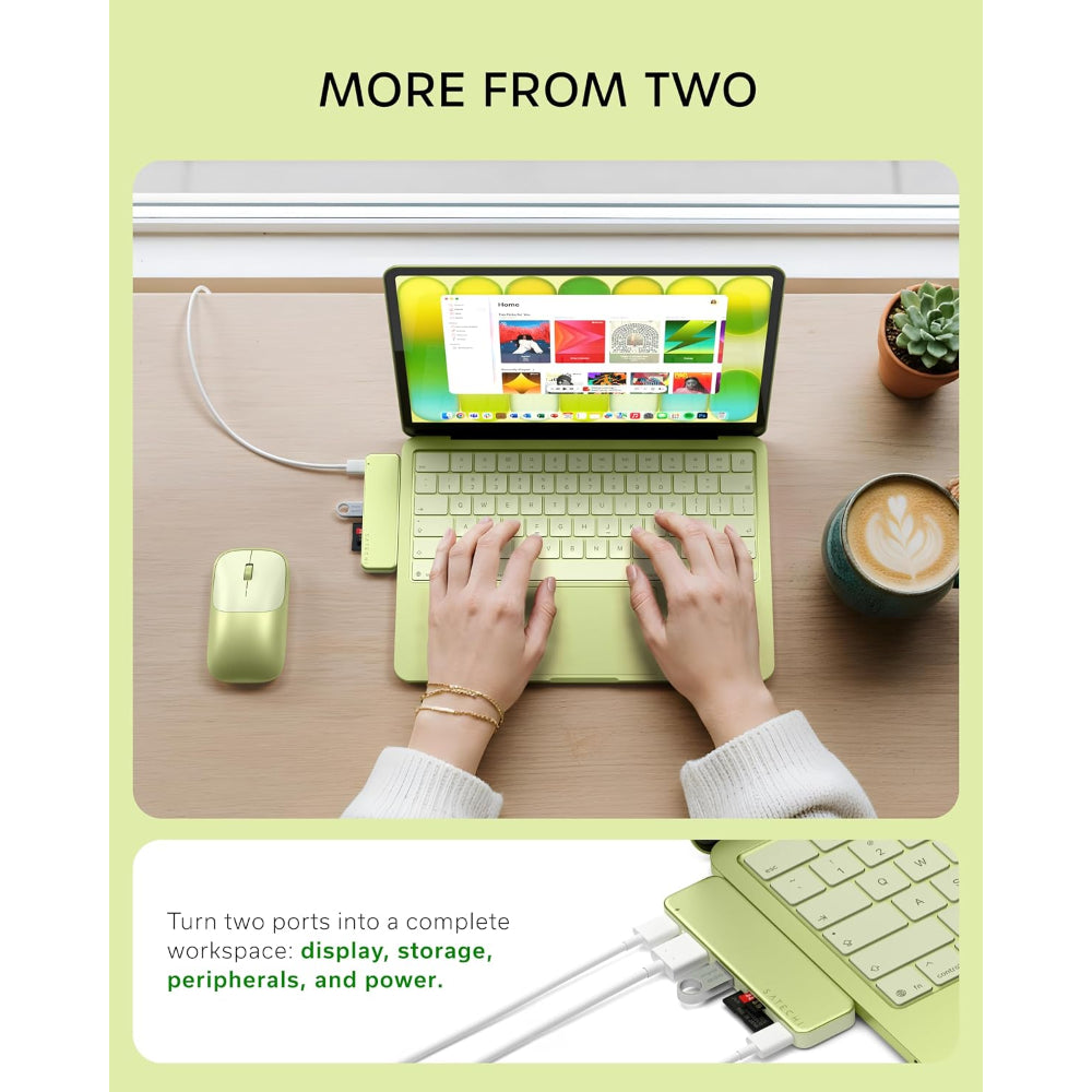 Satechi USB-C Snap Hub, 6-in-1 USB-C Hub for MacBook Neo, MacBook Air & Pro, 4K HDMI, 45W PD Charging, USB-A & USB-C 5Gbps, SD & MicroSD Card Readers, Aluminum, Compact Design, Citrus