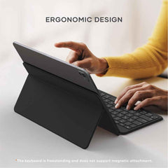 Satechi OntheGo Bluetooth Keyboard with Adjustable Stand, Connect up 3 Devices, USB C Rechargeable Battery, Compact and Portable Keyboard for iPad, Tablet – English - Black