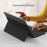 Satechi OntheGo Bluetooth Keyboard with Adjustable Stand, Connect up 3 Devices, USB C Rechargeable Battery, Compact and Portable Keyboard for iPad, Tablet – English - Black