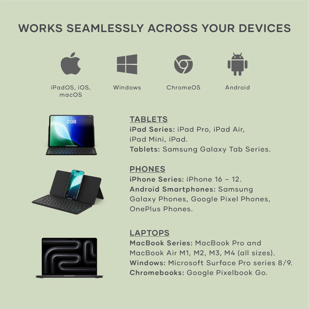 Satechi OntheGo Bluetooth Keyboard with Adjustable Stand, Connect up 3 Devices, USB C Rechargeable Battery, Compact and Portable Keyboard for iPad, Tablet – English - Black