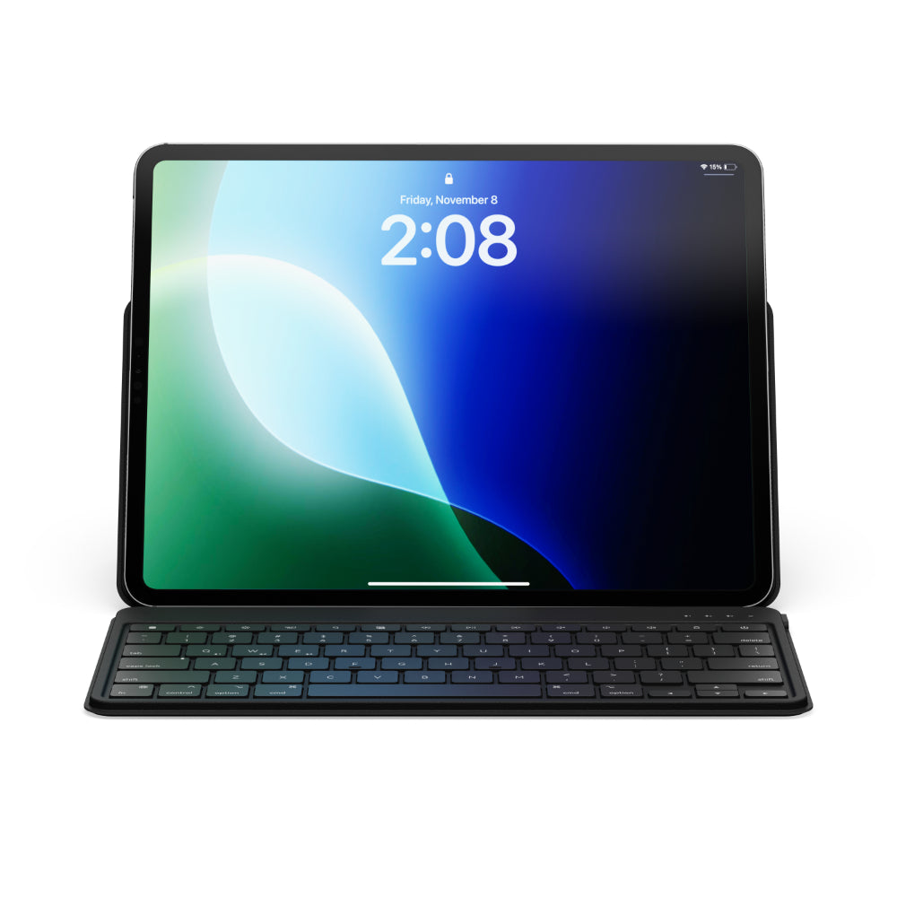 Satechi OntheGo Bluetooth Keyboard with Adjustable Stand, Connect up 3 Devices, USB C Rechargeable Battery, Compact and Portable Keyboard for iPad, Tablet – English - Black