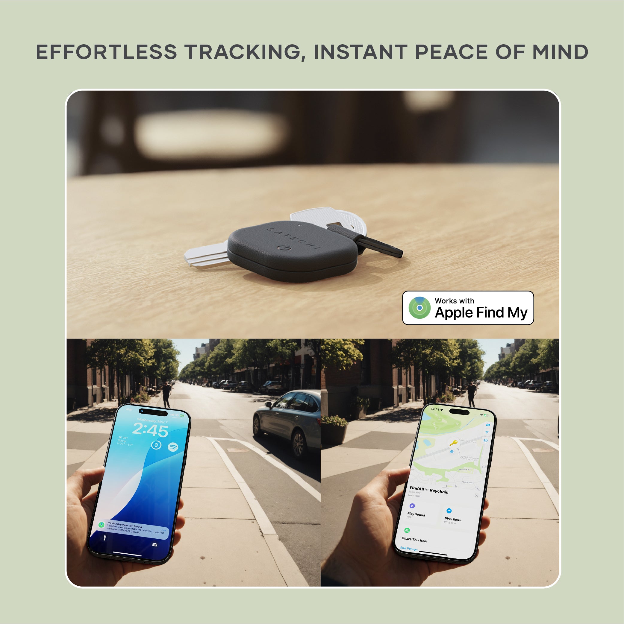 سلسلة مفاتيح SATECHI من الجلد النباتي، لون أسود