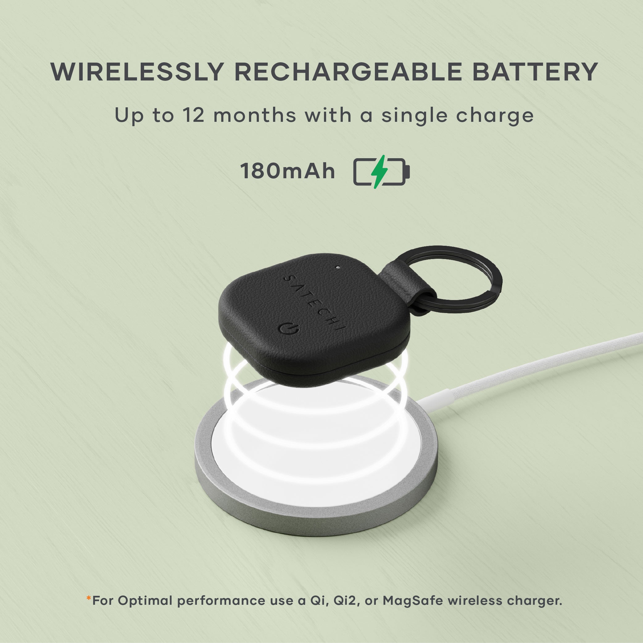 سلسلة مفاتيح SATECHI من الجلد النباتي، لون أسود