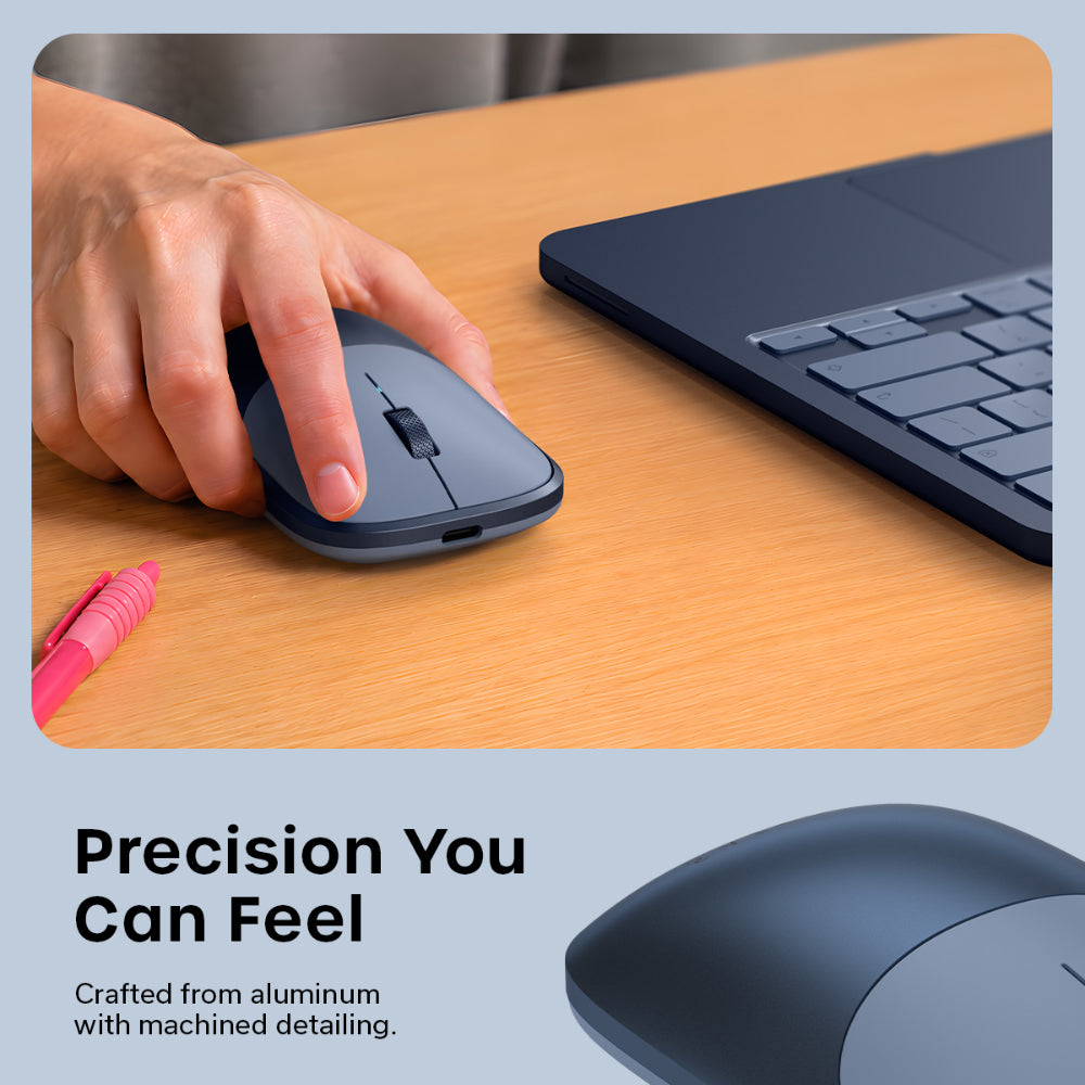 Satechi Slim EX Wireless Mouse, Bluetooth 5.3 & 2.4GHz USB-C Wireless Mouse, Quiet Clicks, Precision Scroll Wheel, USB-C Rechargeable, Aluminum, Compatible with Mac, Windows, iPad & iPhone, Indigo