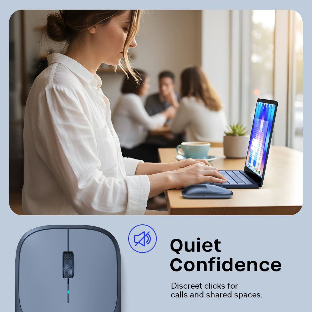 Satechi Slim EX Wireless Mouse, Bluetooth 5.3 & 2.4GHz USB-C Wireless Mouse, Quiet Clicks, Precision Scroll Wheel, USB-C Rechargeable, Aluminum, Compatible with Mac, Windows, iPad & iPhone, Indigo