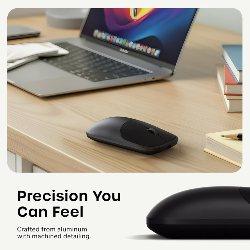 Satechi Slim EX Wireless Mouse, Bluetooth 5.3 & 2.4GHz USB-C Wireless Mouse, Quiet Clicks, Precision Scroll Wheel, USB-C Rechargeable, Aluminum, Compatible with Mac, Windows, iPad & iPhone, Space Black