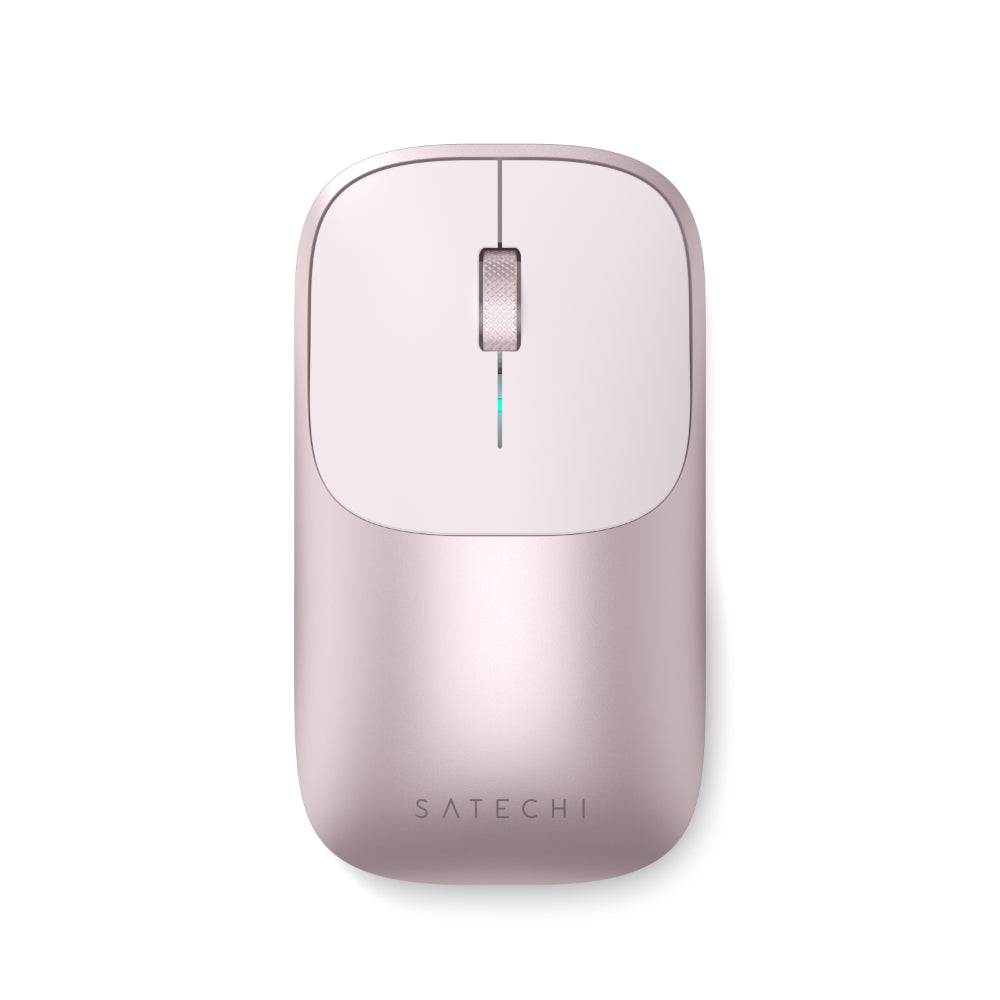 Satechi Slim EX Wireless Mouse, Bluetooth 5.3 & 2.4GHz USB-C Wireless Mouse, Quiet Clicks, Precision Scroll Wheel, USB-C Rechargeable, Aluminum, Compatible with Mac, Windows, iPad & iPhone, Blush