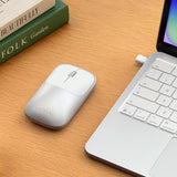 Satechi Slim EX Wireless Mouse, Bluetooth 5.3 & 2.4GHz USB-C Wireless Mouse, Quiet Clicks, Precision Scroll Wheel, USB-C Rechargeable, Aluminum, Compatible with Mac, Windows, iPad & iPhone, Silver
