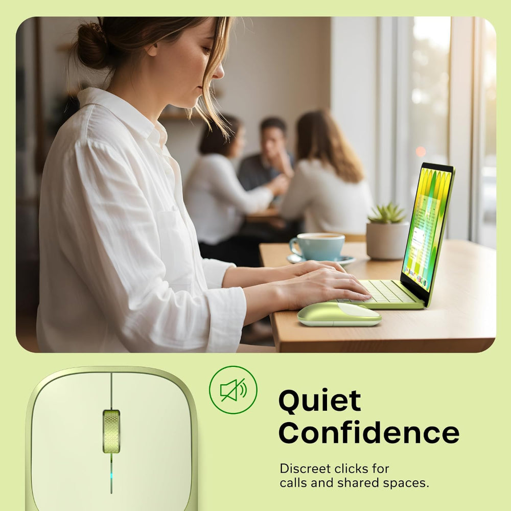 Satechi Slim EX Wireless Mouse, Bluetooth 5.3 & 2.4GHz USB-C Wireless Mouse, Quiet Clicks, Precision Scroll Wheel, USB-C Rechargeable, Aluminum, Compatible with Mac, Windows, iPad & iPhone, Citrus