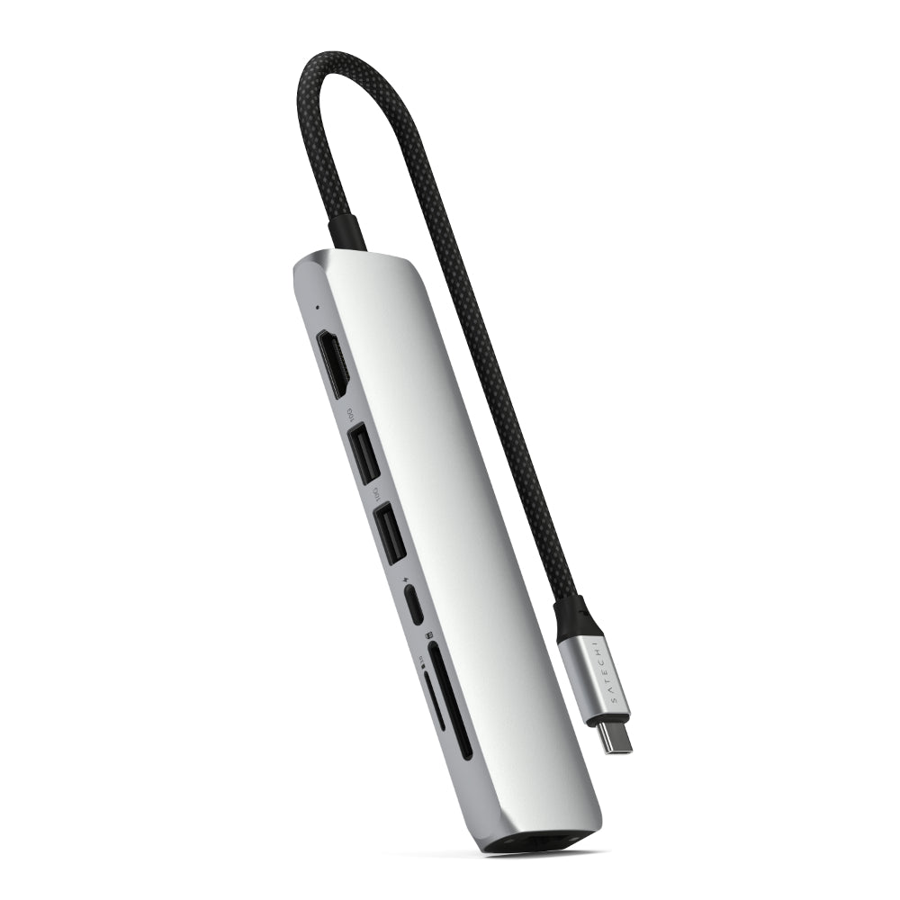 SATECHI Adapter Multiport USB-C Slim with Ethernet Adapter 7-in-1 Silver