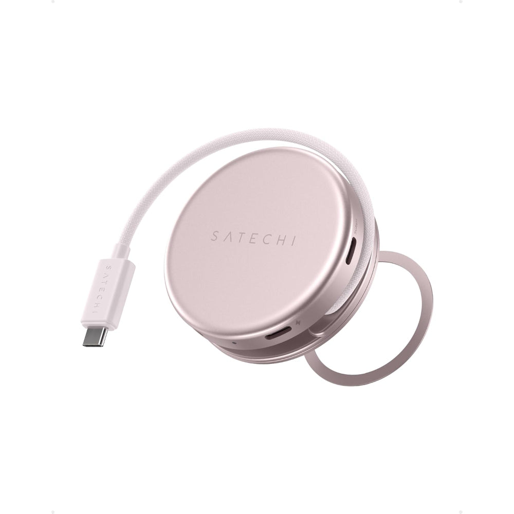 Satechi OntheGo 5-in-1 Multiport Adapter, USB-C Hub for MacBook Neo, MacBook Air & Pro, 4K HDMI, 60W PD Charging, 5Gbps USB-C & USB-A, UHS-I SD Card Reader, Magnetic Mount, Blush
