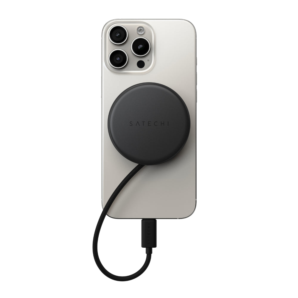Satechi OntheGo™ 7-in-1 USB-C Hub, Compact Magnetic Multiport Adapter, 100W PD, HDMI 4K/60Hz, Gigabit Ethernet, 2×USB-A 5Gbps, SD/microSD Reader, Coiled Cable, for Mac & Windows – Space Black