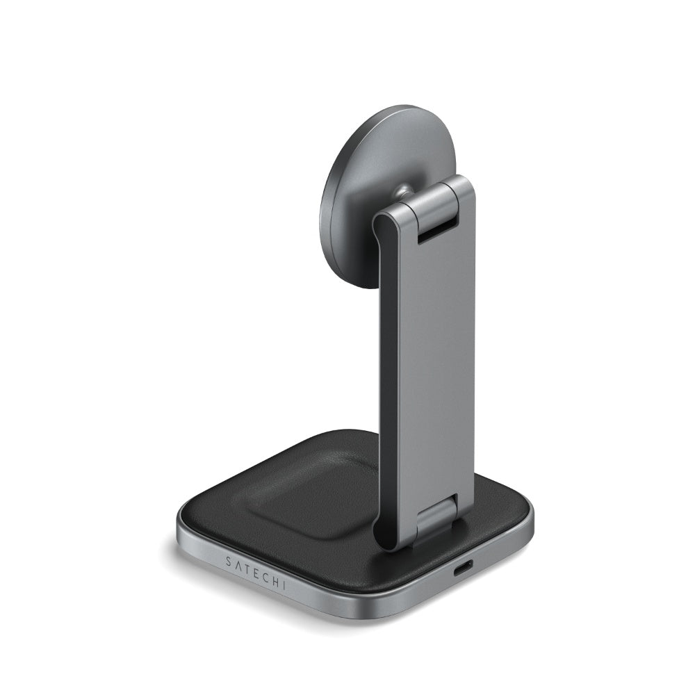 SATECHI 2-in-1 Foldable Qi2 Wireless Charging Stand - Grey