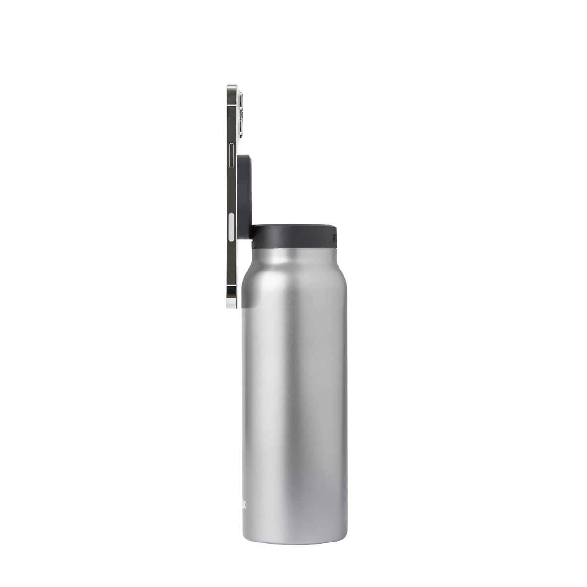 RINGO Water Bottle + Free Magnetic Booster Ring| Stainless Steel Hydration Bottle w/ Integrated MagSafe Phone Mount, 12Hrs Hot/24Hrs Cold, BPA-Free, Works w/ All Devices Android & iOS- Stainless 24Oz
