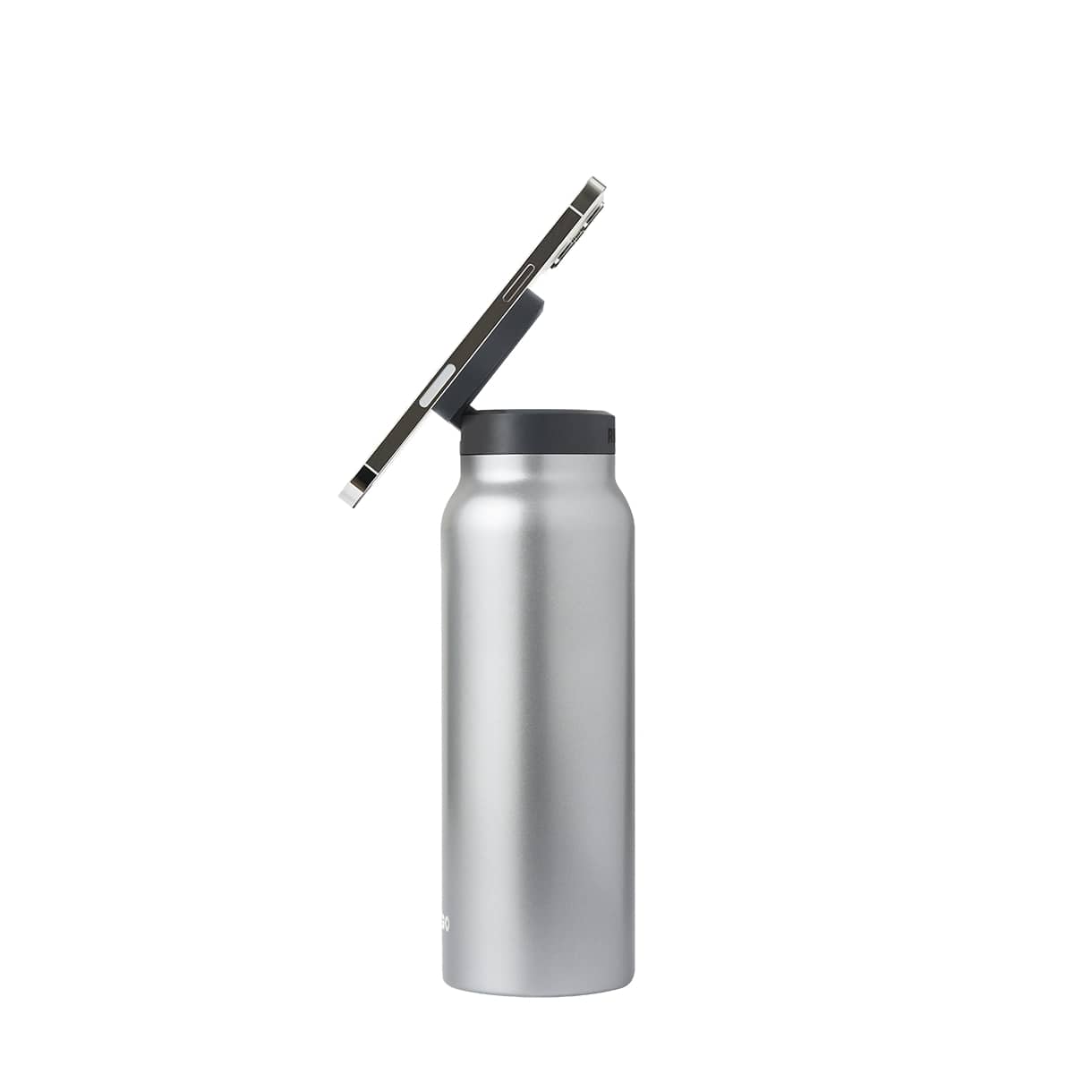 RINGO Water Bottle + Free Magnetic Booster Ring| Stainless Steel Hydration Bottle w/ Integrated MagSafe Phone Mount, 12Hrs Hot/24Hrs Cold, BPA-Free, Works w/ All Devices Android & iOS- Stainless 24Oz