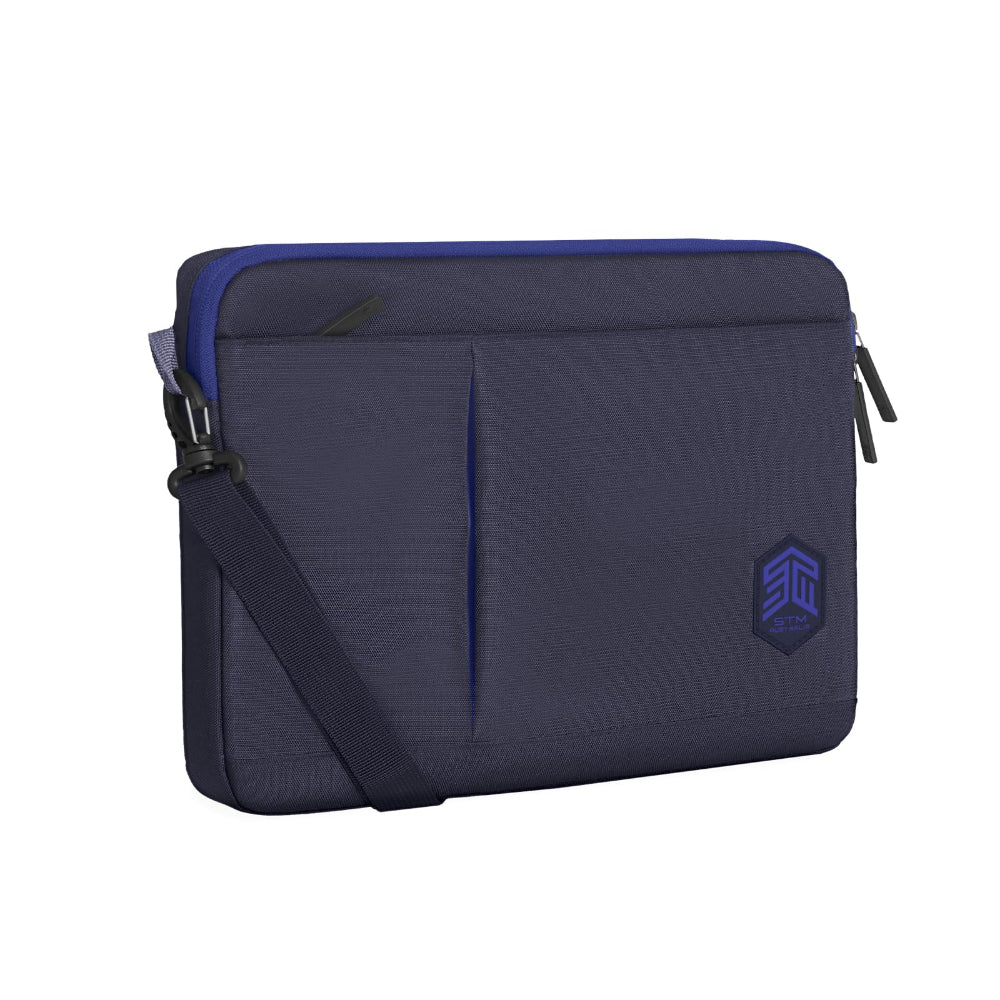 STM Blazer 14 Inch Laptop Sleeve, Water Resistant, Protective Laptop Case, Accessory Pocket, Adjustable Shoulder Strap, Blue