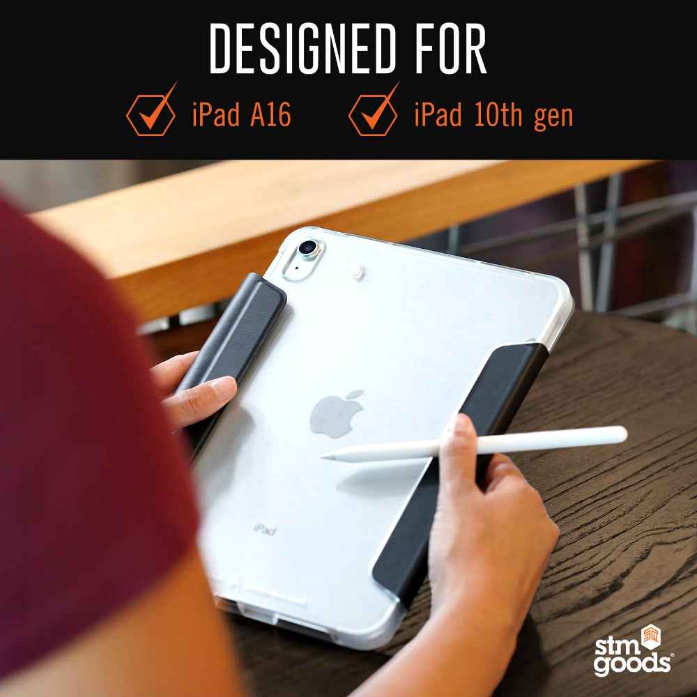 STM Studio Max Case for iPad A16 (2025) / 10th Gen| Drop/Scratch Protection Folio, Slim Design, Water-Resistant, Auto Sleep/Wake, Apple Pencil Storage, for Students & Professionals – Black
