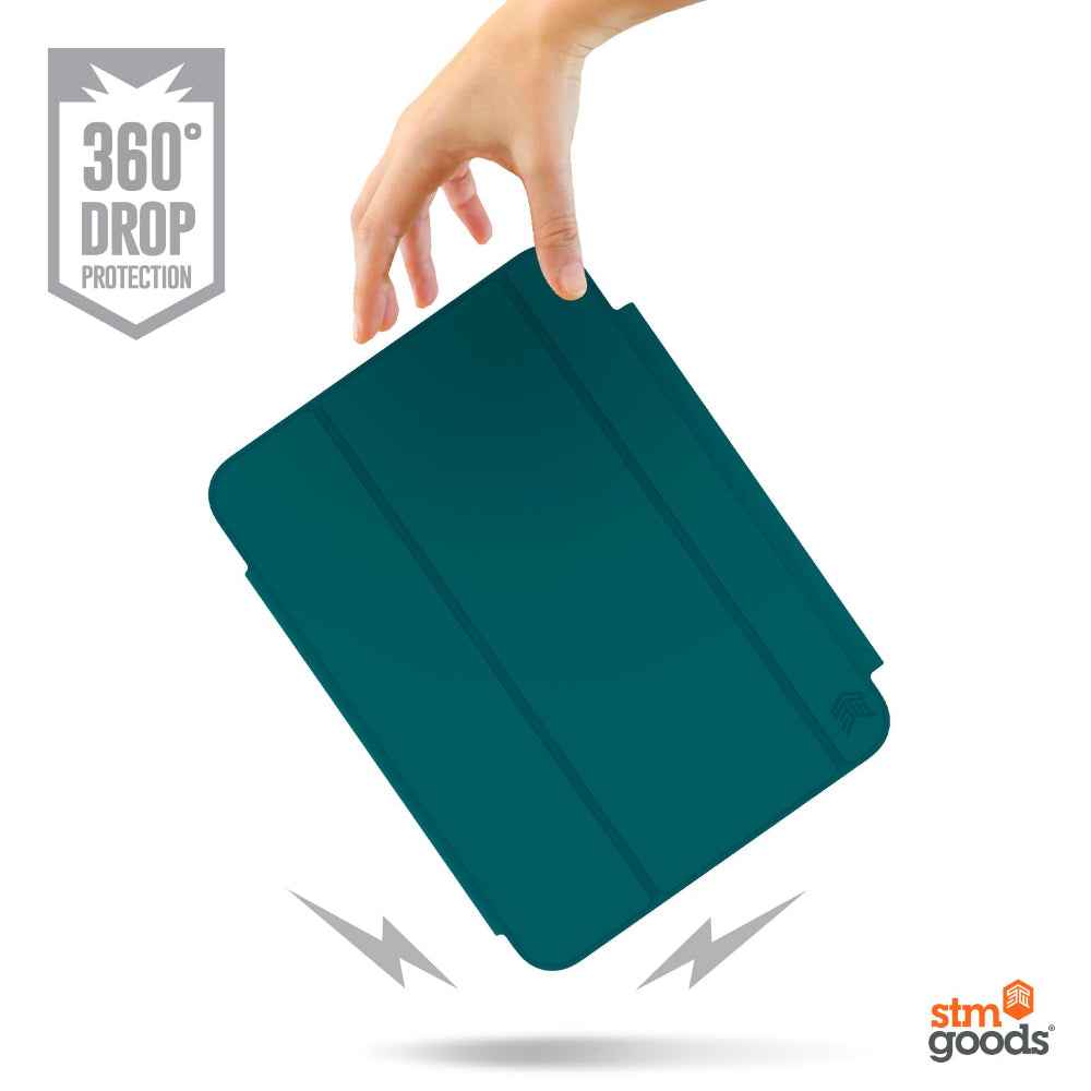 STM Studio Max Case for iPad A16 (2025) / 10th Gen| Drop/Scratch Protection Folio, Slim Design, Water-Resistant, Auto Sleep/Wake, Apple Pencil Storage, for Students & Professionals – Mist Blue