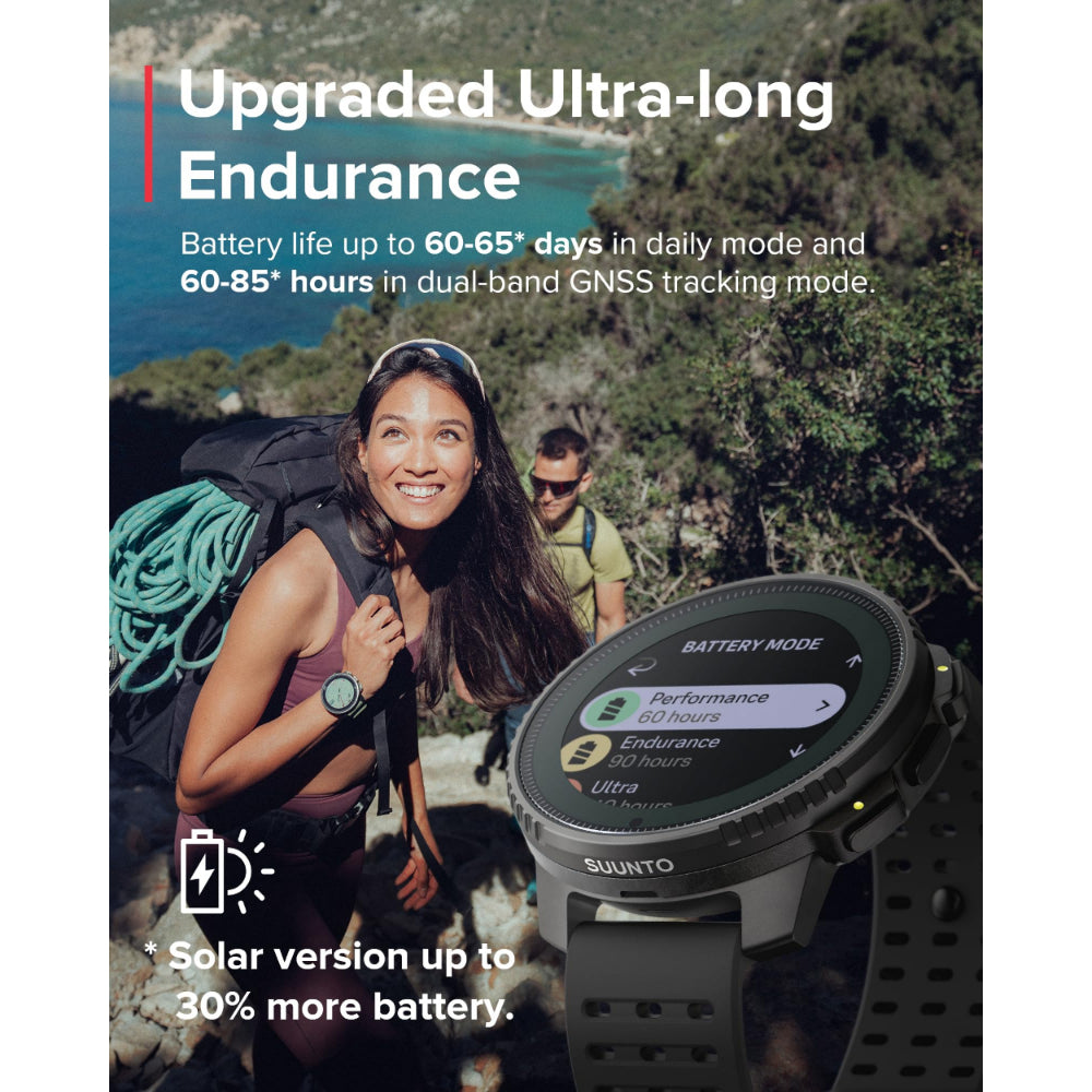 Suunto Vertical Solar GPS Adventure Watch| 49mm Size Matrix Display, Solar Charging, Offline Maps, Dual-Band GPS, 115+ Sport Modes, 100m Water Resistant, Stainless Steel, All Black
