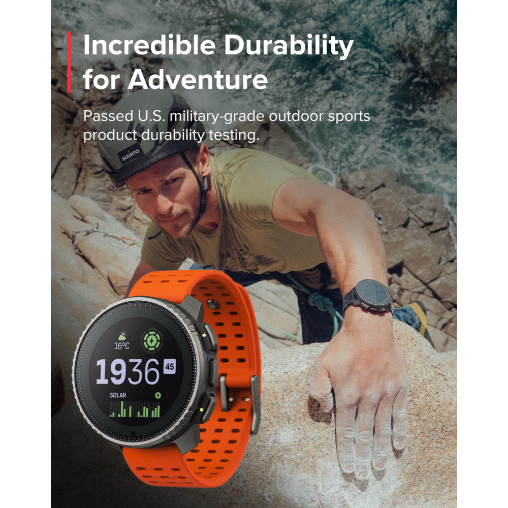 Suunto Vertical Solar GPS Adventure Watch| 49mm Size Matrix Display, Solar Charging, Offline Maps, Dual-Band GPS, 115+ Sport Modes, 100m Water Resistant, Stainless Steel, Canyon