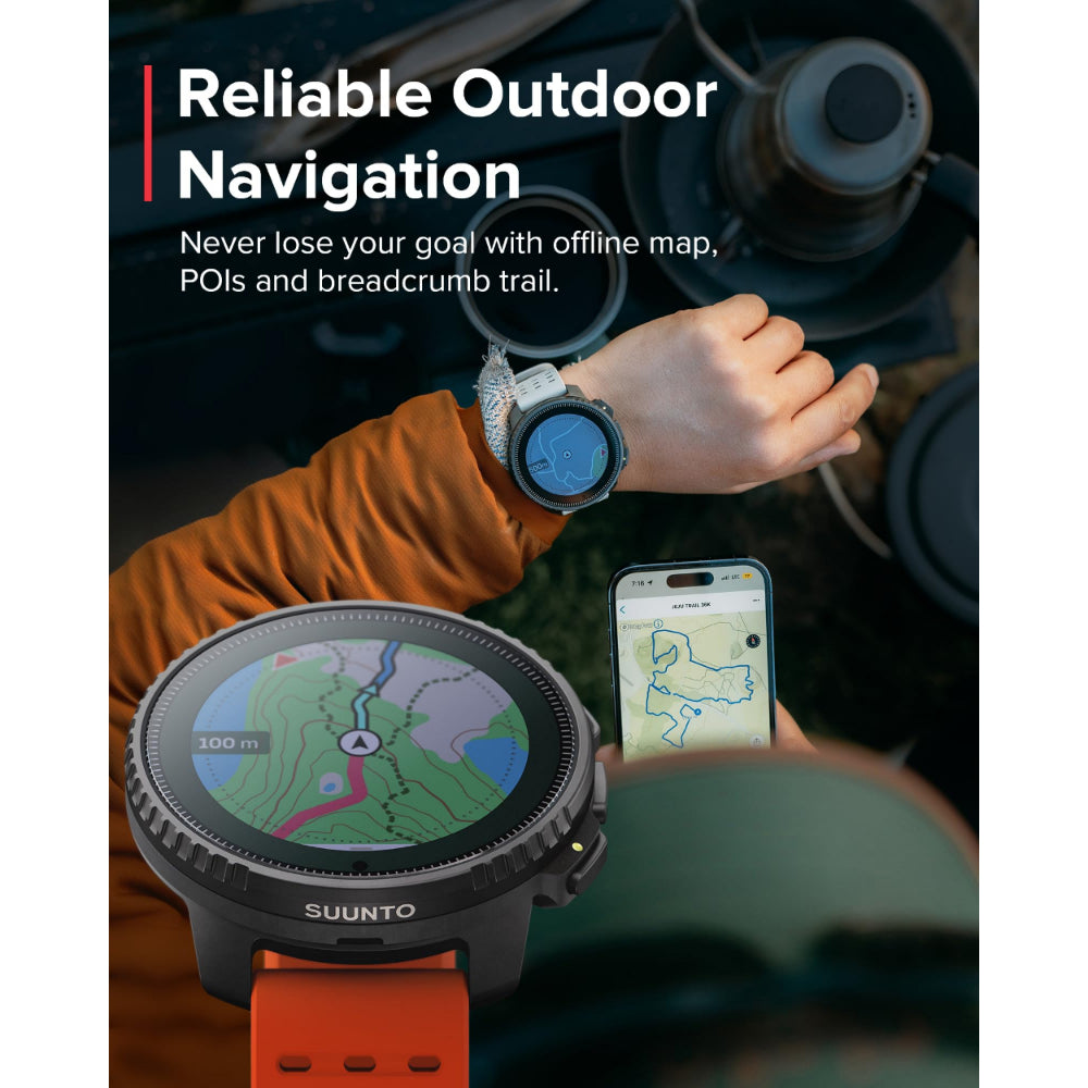 Suunto Vertical Solar GPS Adventure Watch| 49mm Size Matrix Display, Solar Charging, Offline Maps, Dual-Band GPS, 115+ Sport Modes, 100m Water Resistant, Stainless Steel, Canyon