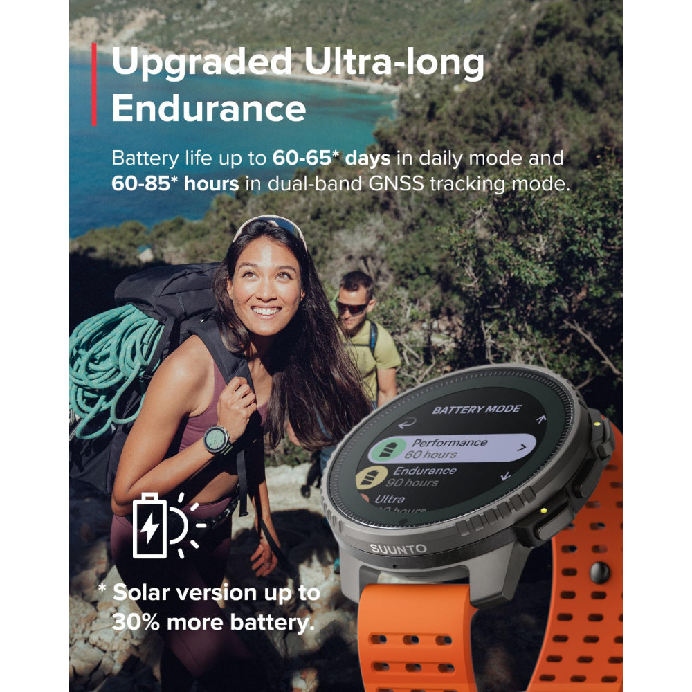 Suunto Vertical Solar GPS Adventure Watch| 49mm Size Matrix Display, Solar Charging, Offline Maps, Dual-Band GPS, 115+ Sport Modes, 100m Water Resistant, Stainless Steel, Canyon