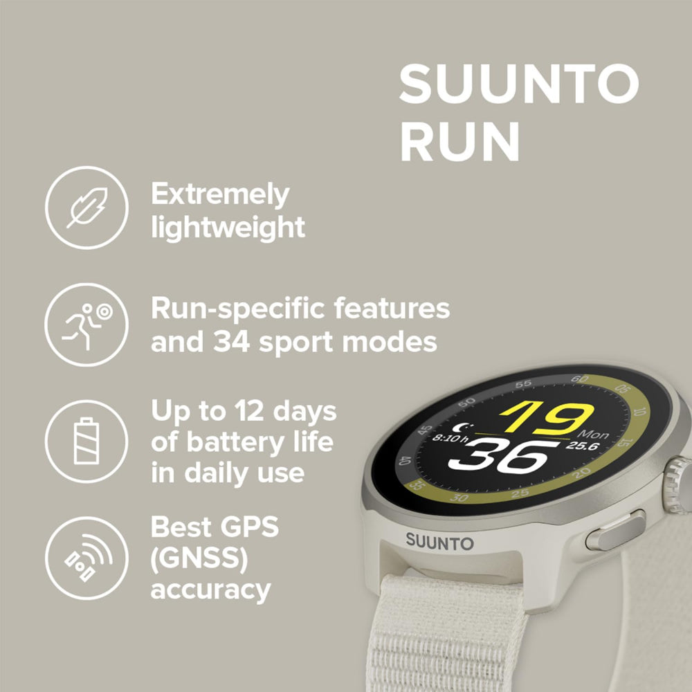 Suunto RUN Stainless Steel Watch| Lightweight 46mm HD AMOLED Screen, Digital Crown, 12 Days Battery Life, 4GB Offline Music & Control, Heart Rate, Steps/Sleep Tracking, GPS, 34 Sports Mode - Gray