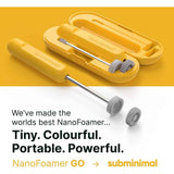 Subminimal NanoFoamer GO Portable Milk Frother, Handheld Microfoam Maker for Lattes, Cappuccinos and Flat Whites, Compact Travel Design with Carrying Case, 3 Interchangeable Impellers