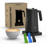 SUBMINIMAL NanoFoamer PRO Gen 2 Milk Frother, Hands-Free Electric Milk Foamer, Automatic Microfoam Maker for Lattes, Cappuccinos & Flat Whites, Barista-Style Coffee Frother, Black