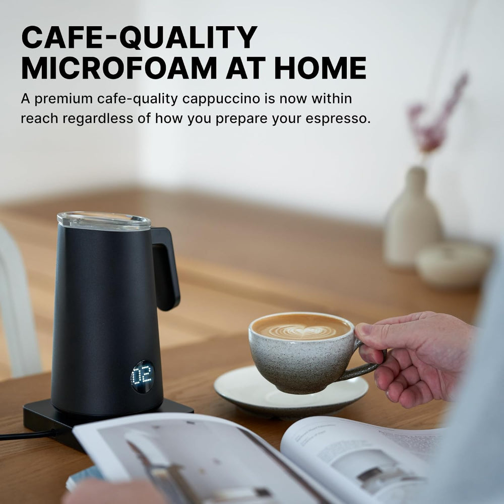 SUBMINIMAL NanoFoamer PRO Gen 2 Milk Frother, Hands-Free Electric Milk Foamer, Automatic Microfoam Maker for Lattes, Cappuccinos & Flat Whites, Barista-Style Coffee Frother, Black