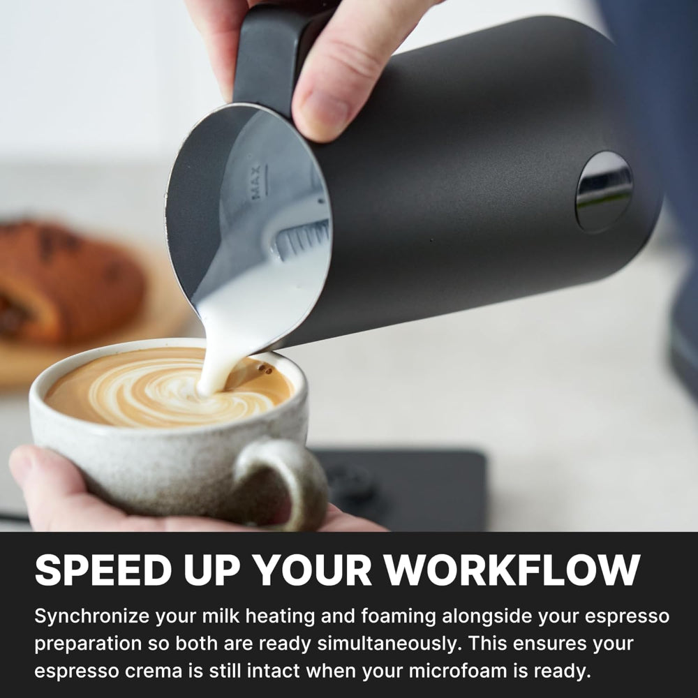 SUBMINIMAL NanoFoamer PRO Gen 2 Milk Frother, Hands-Free Electric Milk Foamer, Automatic Microfoam Maker for Lattes, Cappuccinos & Flat Whites, Barista-Style Coffee Frother, Black