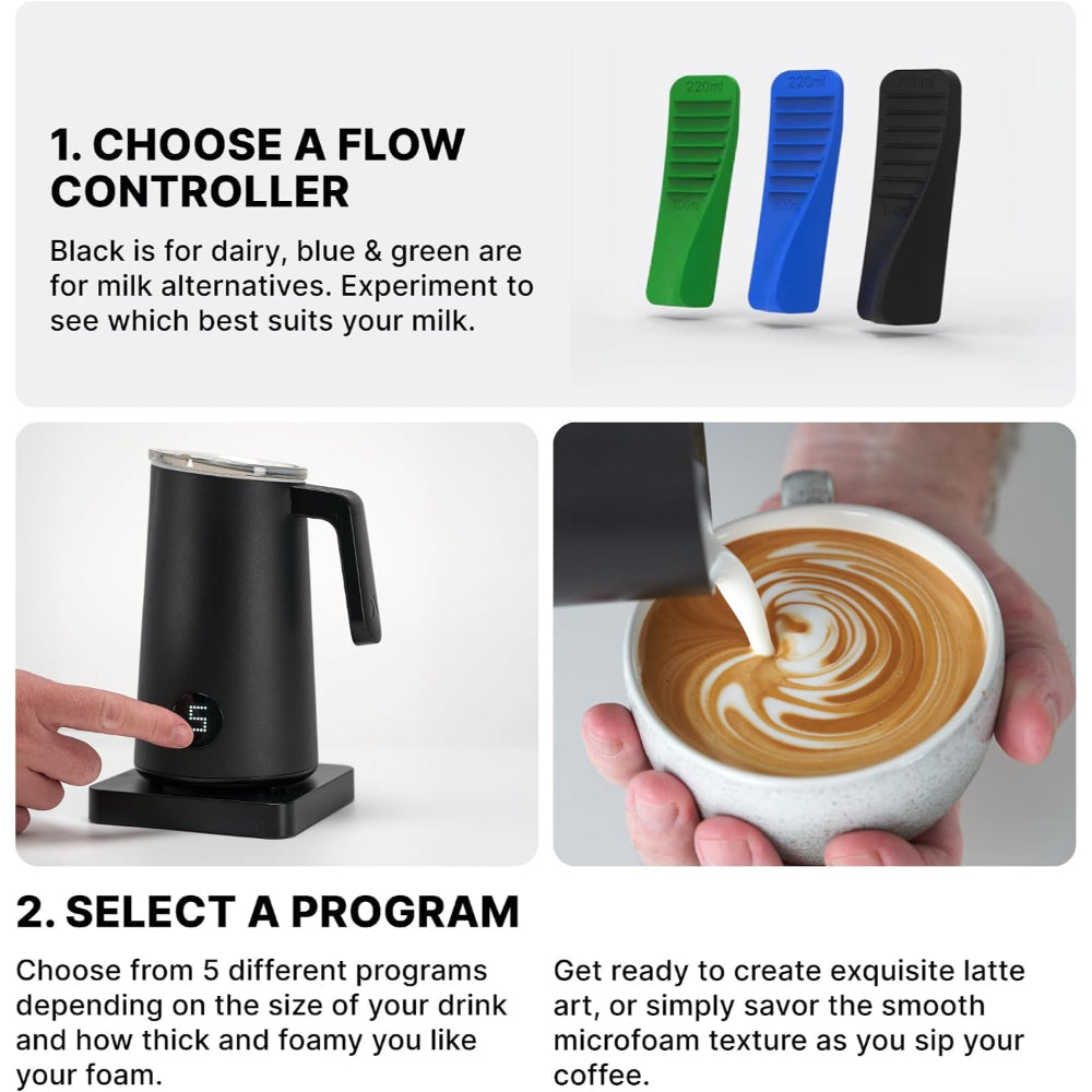 SUBMINIMAL NanoFoamer PRO Gen 2 Milk Frother, Hands-Free Electric Milk Foamer, Automatic Microfoam Maker for Lattes, Cappuccinos & Flat Whites, Barista-Style Coffee Frother, Black