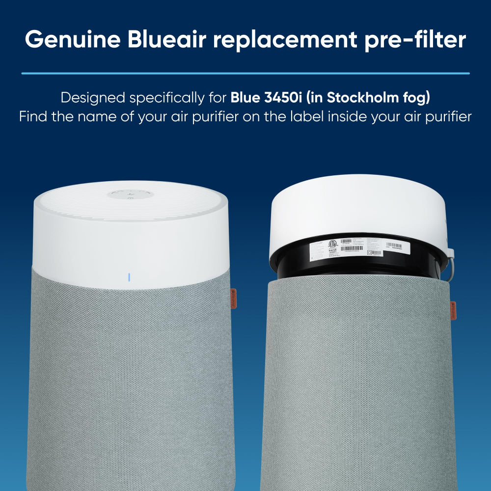 BLUEAIR Pre-filter| Genuine Prefilter Fabric Cover for Blue 3450i Air Purifier, Easy to Clean and Washable - Blue