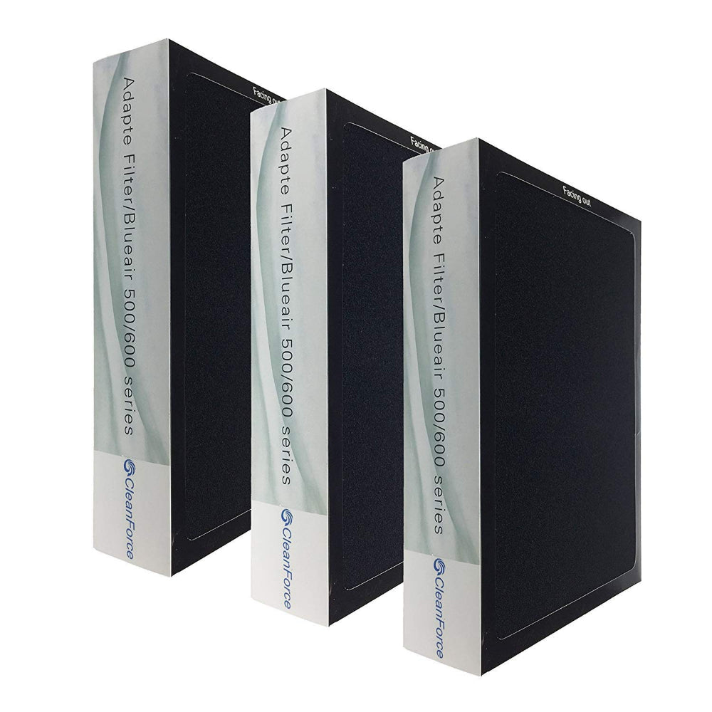 BLUEAIR Smokestop Filter Set| Replacement Filters for Classic 500/600 Series, Works w/ Classic 501, 503, 505, 510, 550E, 555EB, 580i, 601, 603, 605, 650E & 680i, 6-12 months of use - Black - 3pcs