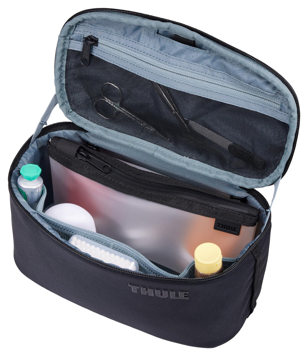 Thule Subterra 2 Toiletry Bag, Travel Organizer with TPU-Coated Interior, Removable 3-1-1 Pouch, Hang Strap, Black